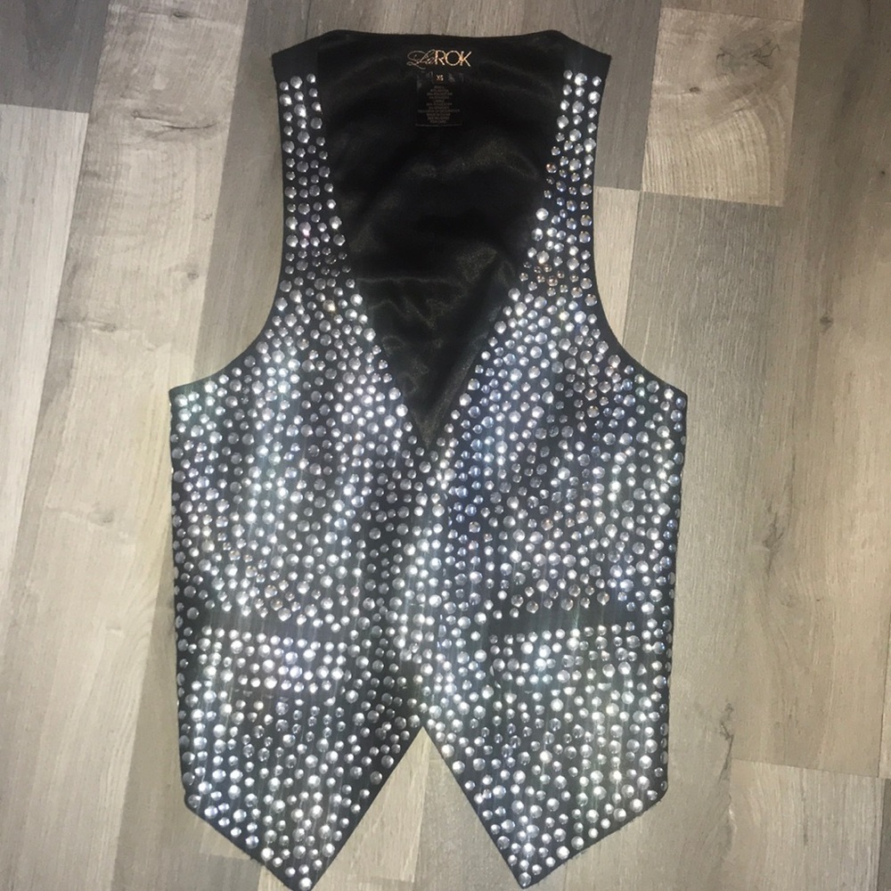 Silver studded black LA Rok Vest. SZ XS